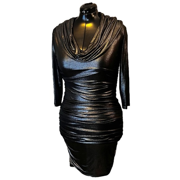 Ashro Dresses & Skirts - Ashro Bodycon Liquid Metal Midi Dress